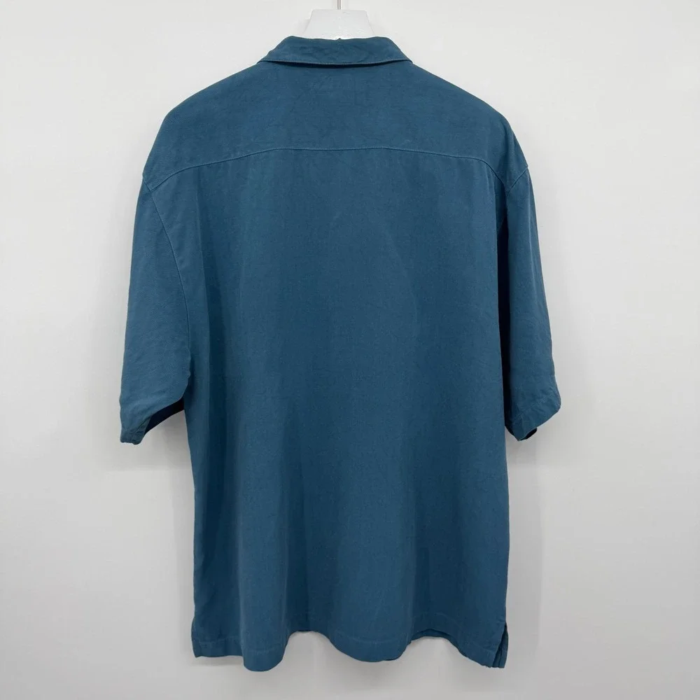 Tommy Bahama Men's Short Sleeve Button-Down Shirt in Teal Blue